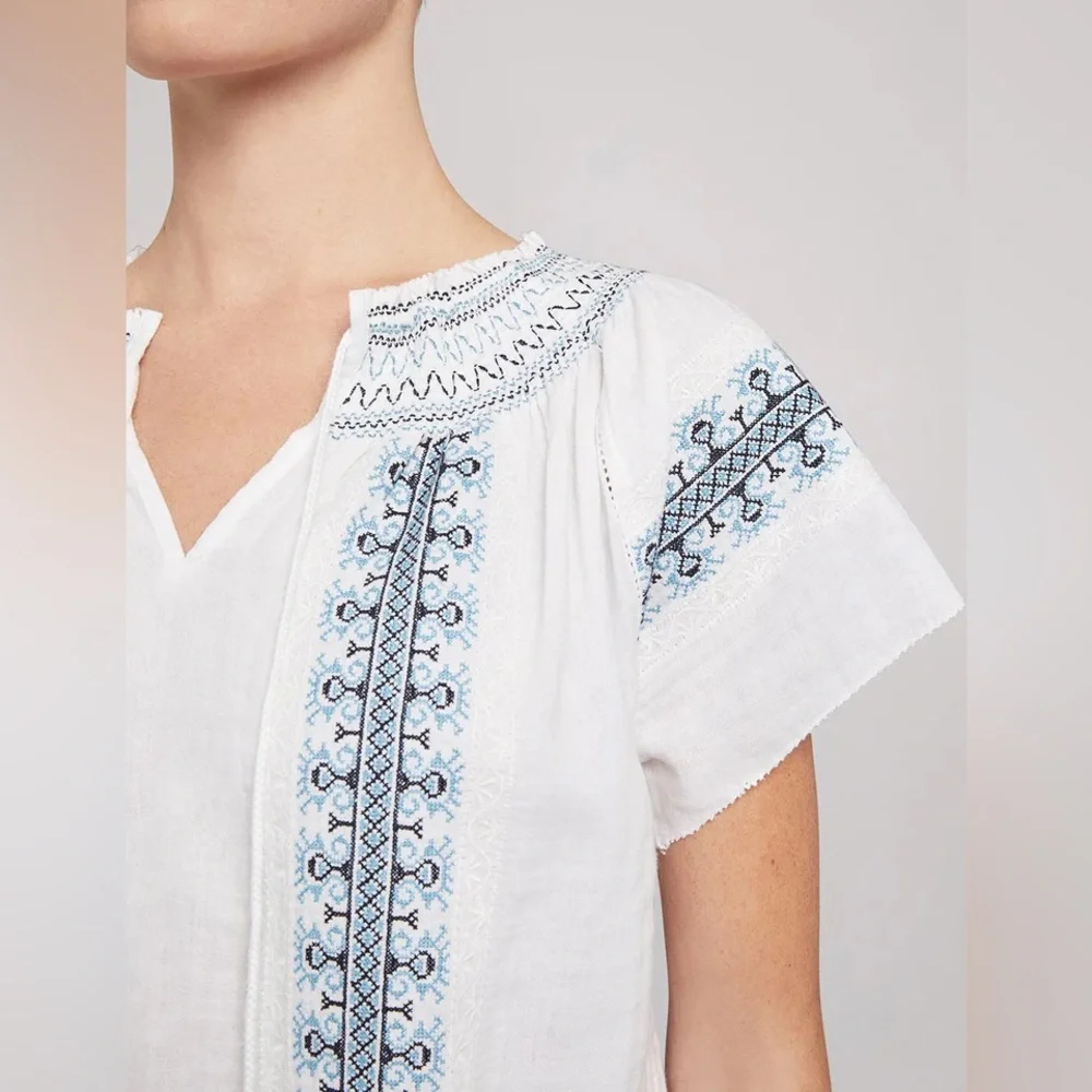 FAHERTY LIANA boho embroidered TOP M - Picture 4 of 10